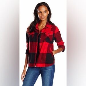 Small Woolrich Red and Black Plaid Utility Jacket